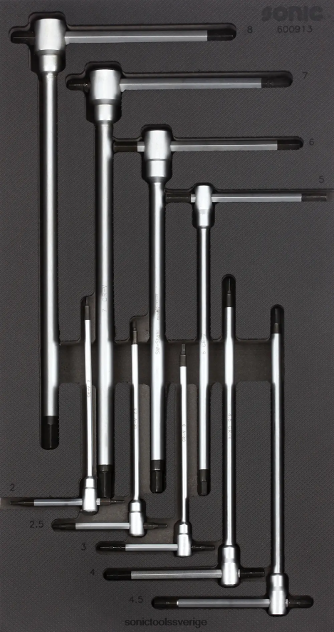 Sonic sexkantnyckelsats 3 spets t-handtag sfs 1/3 9-st N2VNX814 pålitlig