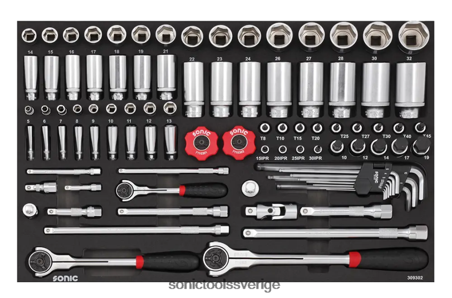 Sonic sockelset 1/4" 3/8" 12" metrisk sfs 93-st N2VNX890 pålitlig