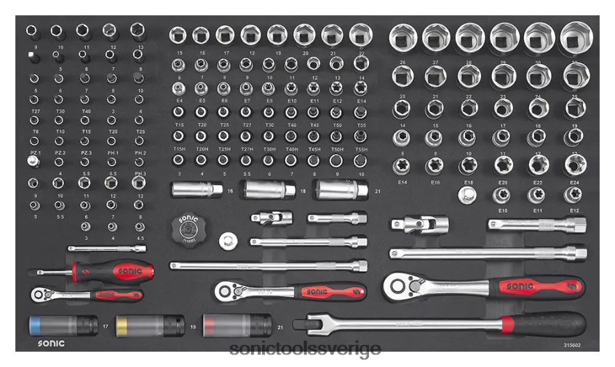 Sonic ejumbo 156st 1/4"&3/8"&1/2" set N2VNX243 praktisk