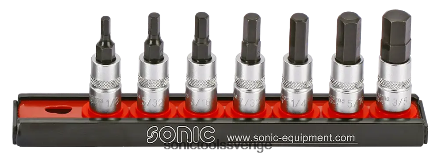 Sonic bitshylsa set 1/4" sexkant (sae) på skena 7-st N2VNX367 praktisk