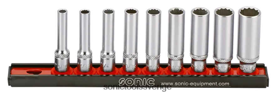 Sonic djuphylsa set 1/4" (sae) på skena 9-st N2VNX326 klassisk