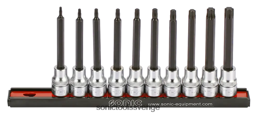 Sonic bitssockelsats 3/8" tx lång på skena 10-st N2VNX2155 senast