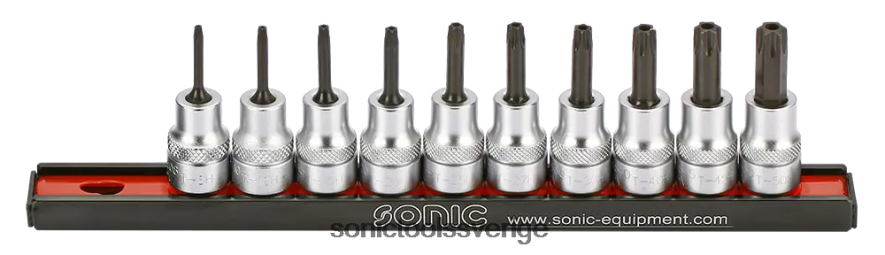 Sonic bitssockelset 3/8" tx manipuleringssäkert på skena 10-st N2VNX2158 pålitlig